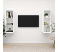 vidaXL 2x Wall Mounted TV Cabinets White Engineered Wood TV Unit Hifi Cabinet