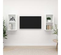 vidaXL 2x Wall Mounted TV Cabinets White Engineered Wood TV Unit Hifi Cabinet