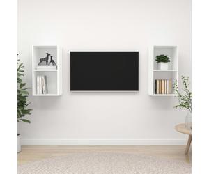vidaXL 2x Wall Mounted TV Cabinets White Engineered Wood TV Unit Hifi Cabinet