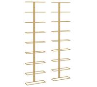 vidaXL Wall-mounted Wine Rack for 9 Bottles 2 Pcs Gold Iron