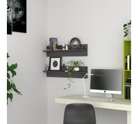vidaXL Wall Shelf 2 pcs High Gloss Grey 80x11.5x18 cm Engineered Wood UK NEW