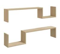 vidaXL 2x Wall Shelf Sonoma Oak Engineered Wood Wall-Mounted Hanging Shelf