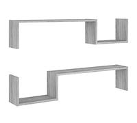 vidaXL 2x Wall Shelves Bedroom Living Room Furniture Floating TV Unit Wall Bookshelf Picture Ledge Rustic Shelf Grey Sonoma Engineered Wood