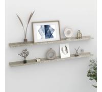 vidaXL 2x Wall Shelves Concrete Grey 115x9x3 cm Hanging Display Racks Home