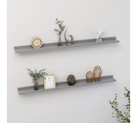 Vidaxl Wall Shelves 2 Pcs Grey 100X9X3 Cm