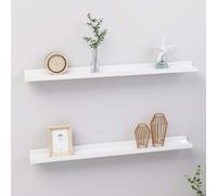 vidaXL 2x Wall Shelves High Gloss White 80x9x3 cm Hanging Display Racks Home