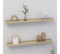 vidaXL 2x Wall Shelves Sonoma Oak 80x9x3 cm Hanging Display Racks Furniture