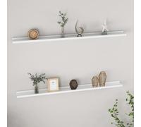 vidaXL 2x Wall Shelves White 115x9x3 cm Hanging Display Racks Furniture Home