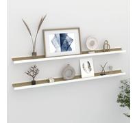 vidaXL 2x Wall Shelves White and Sonoma Oak 115x9x3 cm Hanging Display Racks
