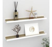 vidaXL 2x Wall Shelves White and Sonoma Oak 60x9x3 cm Hanging Display Racks