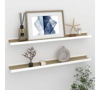 vidaXL 2x Wall Shelves White and Sonoma Oak 80x9x3 cm Hanging Display Racks