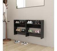 vidaXL 2x Wall Shoe Cabinets High Gloss Black Chipboard Hanging Shoe Shelf