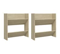 vidaXL 2x Wall Shoe Cabinets Wardrobe Storage Shoe Organiser Rack Shelf Wall-Mounted Hanging Shoe Cabinet Household Supplies Chipboard Sonoma Oak
