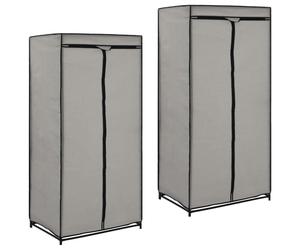 vidaXL 2x Wardrobes Grey Closet Clothes Storage Organiser Cabinet Rack Shelves