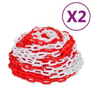 vidaXL 2x Warning Chains Red and White Plastic 30m Garden Patio Safety Barrier