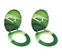 vidaXL 2x WC Toilet Seats with Lid MDF Green Water Drop Design Quick Release