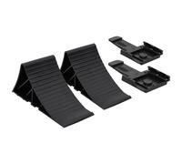vidaXL Durable Plastic Wheel Chocks with Mounting Bracket - Black, 2 Pieces, 25 x 10 x 11.5cm - Easy to Install and Remove - Ideal for Trailers and Caravans