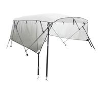 vidaXL 3-Bow Bimini Boat Top Canopy with Mesh Sidewalls, UV-Proof Polyester Awning, Aluminium Frame with Marine-Grade Components - White, 243x198x137 cm