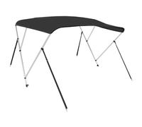 vidaXL 3-bow Bimini Top, Boat UV-Proof 600D Canvas for Rain Hail, Adjustable Height Boat Canopy Awning with Pole and Install Fitting, Black