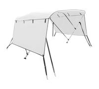 vidaXL 3-Bow Bimini Top Boat Canopy Awning with Sidewalls - UV-Proof, Water-Resistant, White Polyester, PU Coated with Aluminium Frame