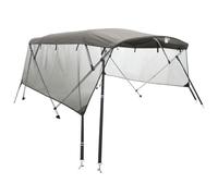 vidaXL 3-Bow Bimini Top Boat Canopy with UV-Proof Mesh Sidewalls - Aluminum, Polyester, Anthracite Grey, 243x198x137 cm, Stainless Steel Fittings