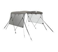 vidaXL 3-bow Bimini Top with Mesh Sidewalls, Boat UV-Proof 600D Canvas for Rain Hail, Adjustable Boat Canopy Awning with Pole and Install Fitting
