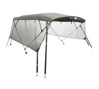 vidaXL 3-bow Bimini Top with Mesh Sidewalls, Boat UV-Proof 600D Canvas for Rain Hail, Adjustable Boat Canopy Awning with Pole and Install Fitting