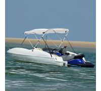 (white, 183 x (185-198) cm/without mesh) vidaXL 3-bow Bimini Top with Sidewalls UV-Proof Canvas Boat Canopy Awning