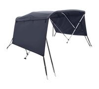 vidaXL 3-bow Bimini Top with Sidewalls, Boat UV-Proof 600D Canvas for Rain Hail, Adjustable Height Boat Canopy Awning with Pole and Install Fitting