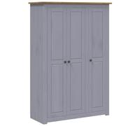 vidaXL 3-Door Wardrobe Grey Pine Panama Range Bedroom Clothes Organiser Closet