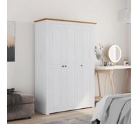 Vidaxl 3-Door Wardrobe White 118X50X171.5 Cm Pine Panama Range