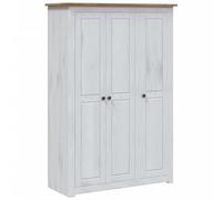 vidaXL 3-Door Wardrobe White Pine Panama Range Clothes Organiser Cupboard