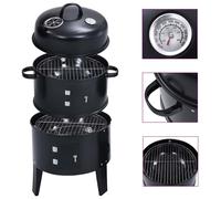 vidaXL 3-in-1 Charcoal Smoker BBQ Grill Outdoor Barbecue Freestanding Grill