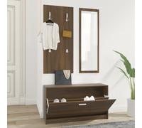 vidaXL 3-in-1 Shoe Cabinet Set Brown Oak Engineered Wood UK GF0