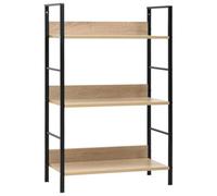 vidaXL 3-Layer Book Shelf Oak Engineered Wood Standing Shelf Book Cabinet