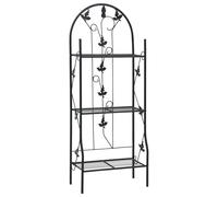 vidaXL 3-Layer Plant Rack Black Iron Home Garden Lawn Flower Stand Pot Rack