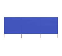 "vidaXL 3-Panel Wind Screen Fabric for Outdoor Camping, Windbreak Sun Shelter with Non-Woven Polyester Material and Wooden Poles - Azure Blue"