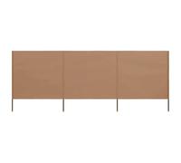 vidaXL 3 Panel Beach Screen Windproof Camping Garden Folding Outdoor Fabric 400 x 80 cm Taupe