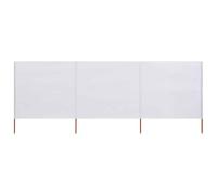 vidaXL 3 Panel Beach Screen Windproof Camping Garden Folding Outdoor Fabric 400 x 80 cm White Sand