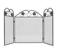 vidaXL 3-Panel Black Iron Fireplace Screen - Artistic Scrollwork Design - Safe and Adjustable Frame - Easy Fold Storage - for Wood Burning Ovens