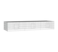vidaXL 3-Panel Rabbit Cage 325x109x54 cm Galvanised Iron Rabbit Enclosure