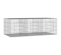 vidaXL 3-Panel Rabbit Cage Small Animal Habitat Rabbit Enclosure Hutch Playpen Animal Cage Pet Fence with Door 163x79x54 cm Galvanised Iron