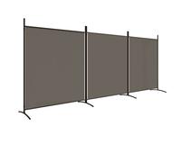 vidaXL 3-Panel Room Divider - Anthracite Fabric and Iron Construction, Versatile and Foldable, Private Space Partition, Modern Style for Living Room and Bedroom.