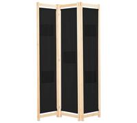 vidaXL 3-Panel Room Divider Black 120x170cm Fabric Privacy Screen Partition