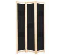 vidaXL 3-Panel Room Divider Black 120x170cm Fabric Privacy Screen Partition