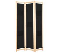 vidaXL 3-Panel Room Divider Black 120x170x4 cm Fabric
