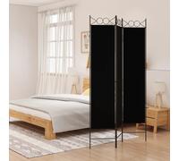 vidaXL 3-Panel Room Divider Black 120x200 cm Fabric