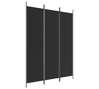 vidaXL 3-Panel Room Divider Screen - Foldable Iron & Fabric Privacy Panel, Black 150x200 cm