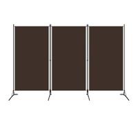 vidaXL 3-Panel Room Divider Brown 260x180 cm Fabric