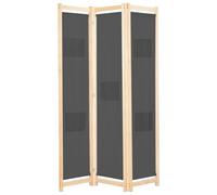 Vidaxl 3-panel Room Divider Grey 120X170X4 Cm Fabric, Grey